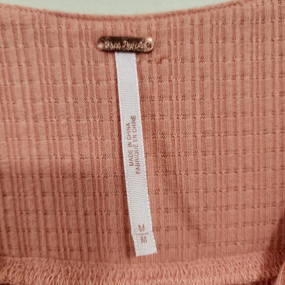 Free People  beach bound deep v-neck tie front peach tank top womans size medium - Picture 3 of 10